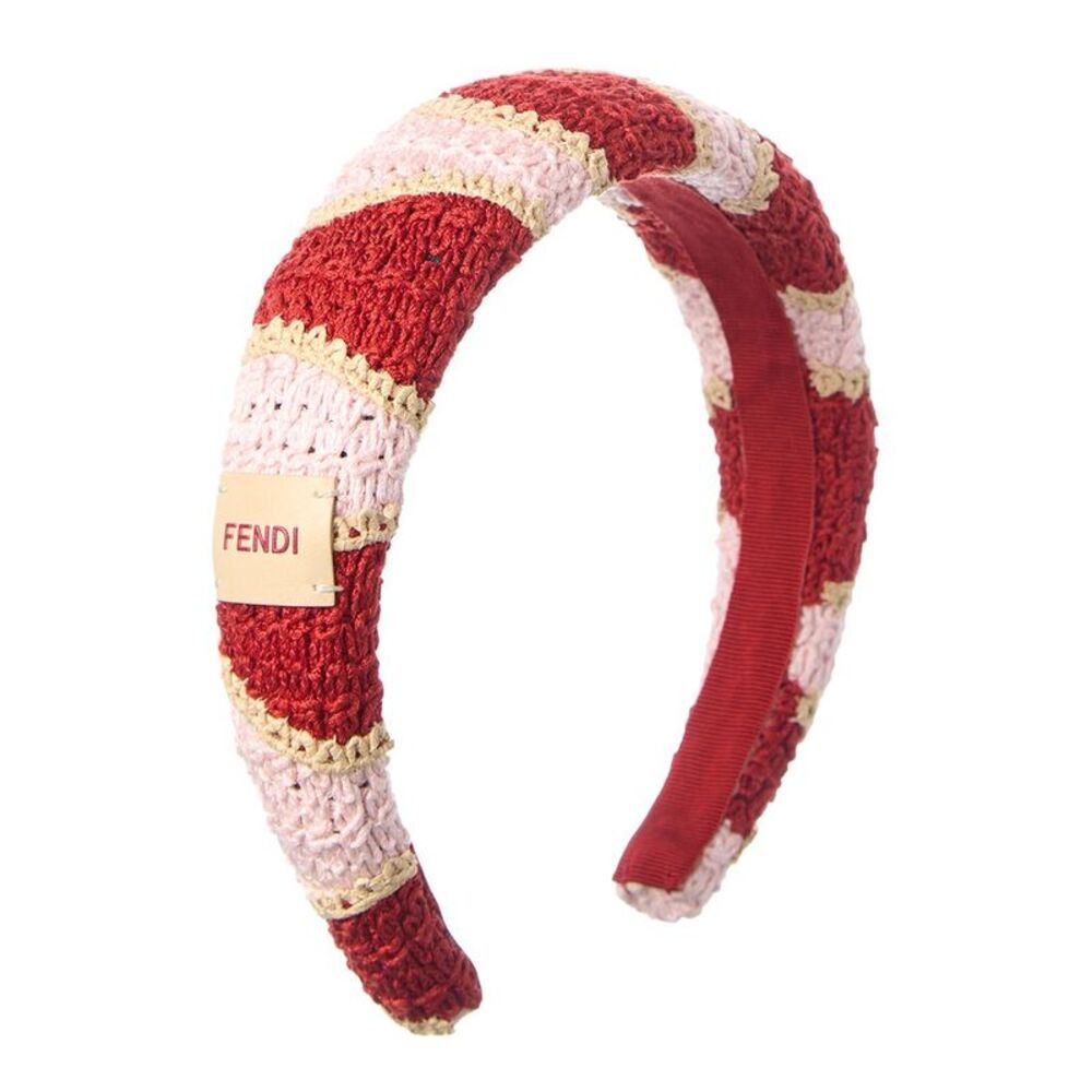 Fendi Logo Crochet Headband, Pink